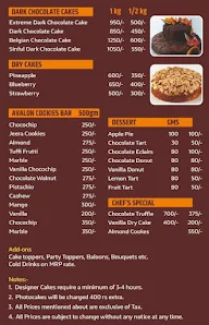 Avalon Bakers menu 2