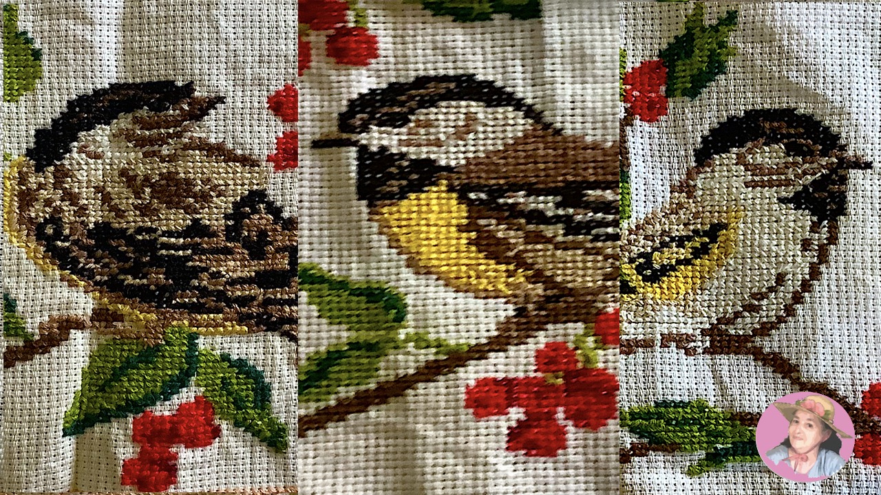 Muestra de pajaritos en punto de cruz  cross stitch birds