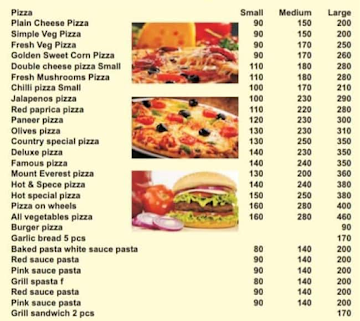 Pizza Express menu 