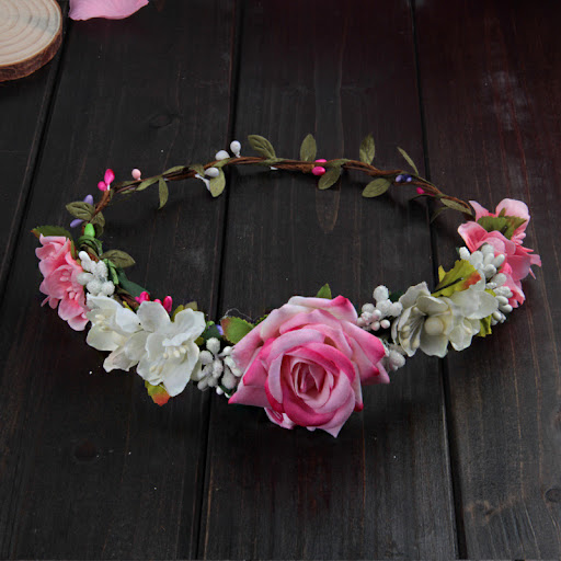 Title 3, Female Rose Wreath Hair Hoop, Bridesmaid Decora...