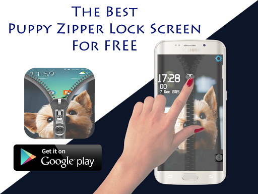 Puppy Zipper Lock Screens Free