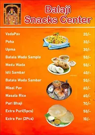 Balaji Snacks Center menu 1