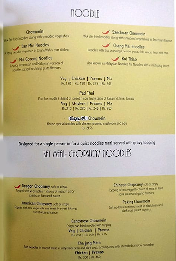 Sizzling Noodle House menu 