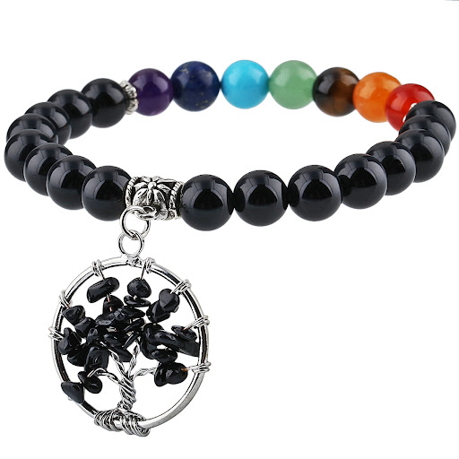 Title 9, Natural Crystal Stone Seven-color Wheel Round B...