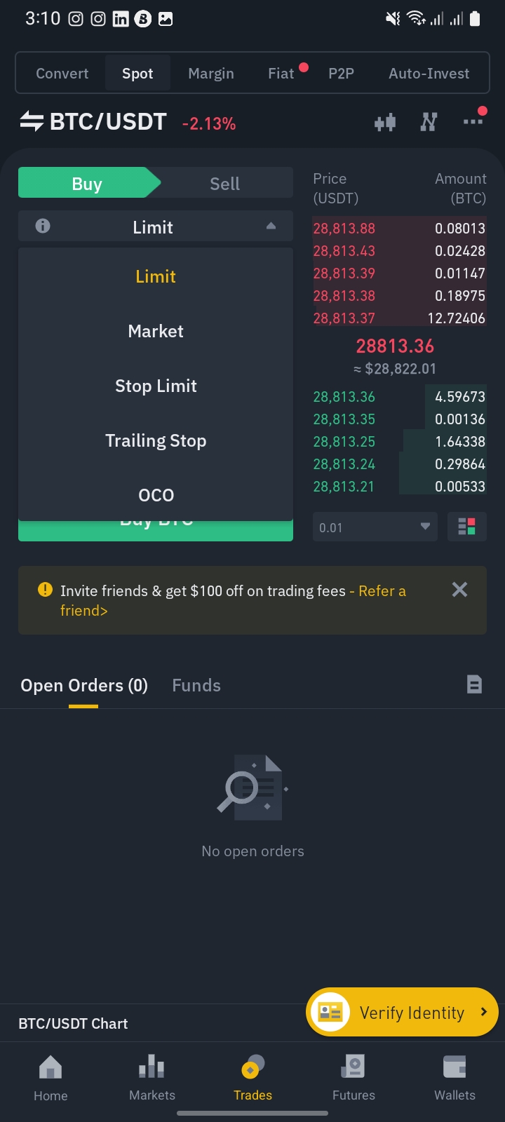 trade cryptocurrency on binance