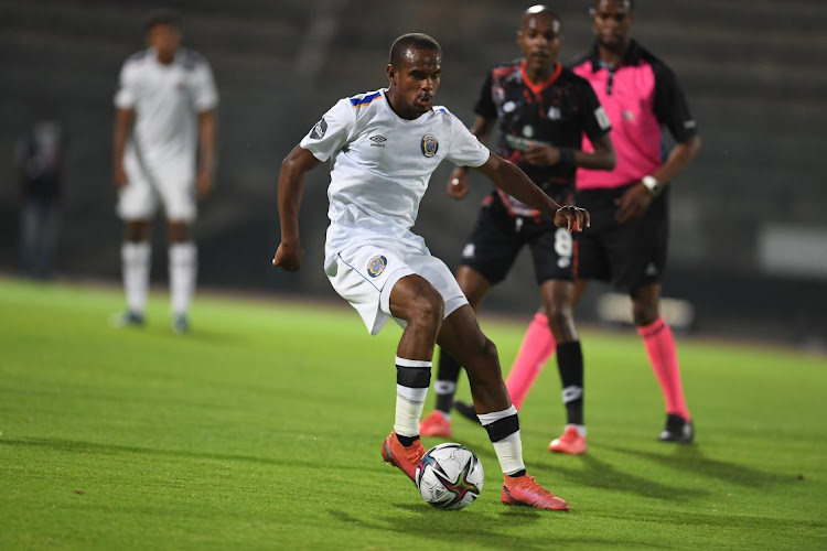 Iqraam Rayners of SuperSport United during the DStv Premiership match between SuperSport United and Maritzburg United at Lucas Masterpieces Moripe Stadium on September 25, 2021 in Pretoria.