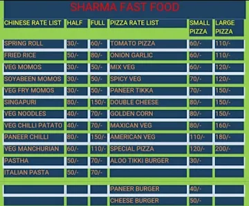 Sharma Fast Food menu 