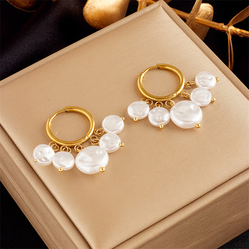 Title 2, French Retro Round Pearl Pendant Tassel Titaniu...