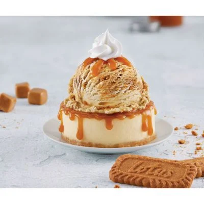 Lotus Biscoff Ice Cream With Butterscotch Sauce Cheesecake Sundae