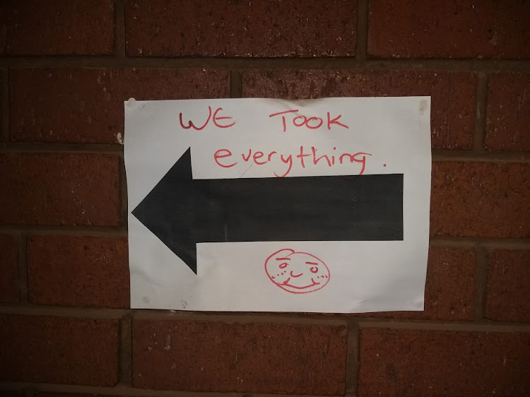 Thieves have left a note after making off with items from a number of schools.