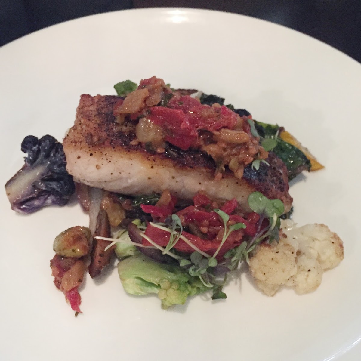 The pan seared sea bass was delicious and beautifully presented during restaurant week.