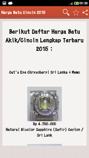 Harga Batu Cincin Akik Lengkap