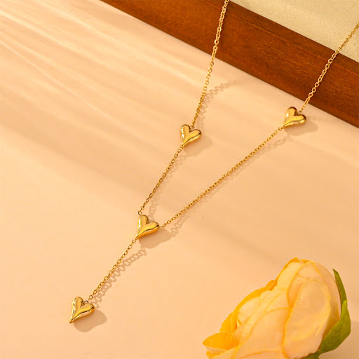 Title 4, Peach Heart Tassel Necklace For Women Special-i...