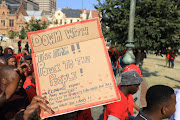 EFF supporters gather at the Pretoria Church Square  