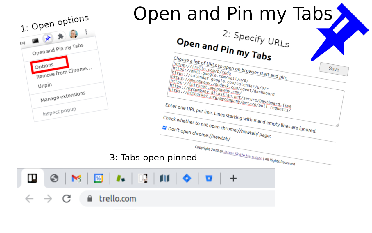 Open and Pin my Tabs Preview image 0