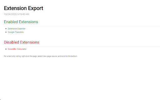 Extension Exporter