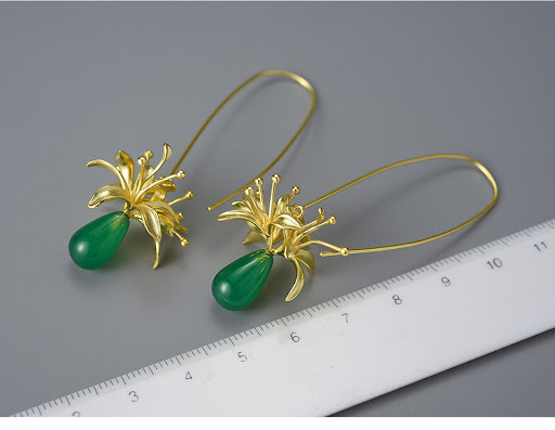 Title 1, Bianhua Sterling Silver S925 Half Hole Green Ch...