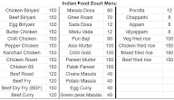 Indian Food Court menu 1