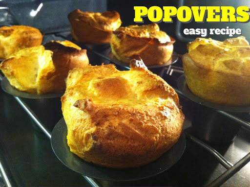 Popovers in a popover pan in the oven.