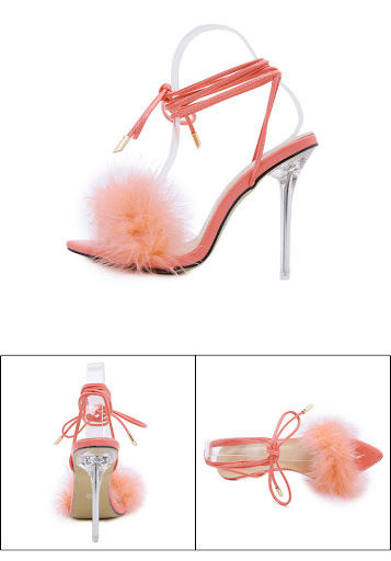 Title 6, Feather strap crystal high heels elevate your s...