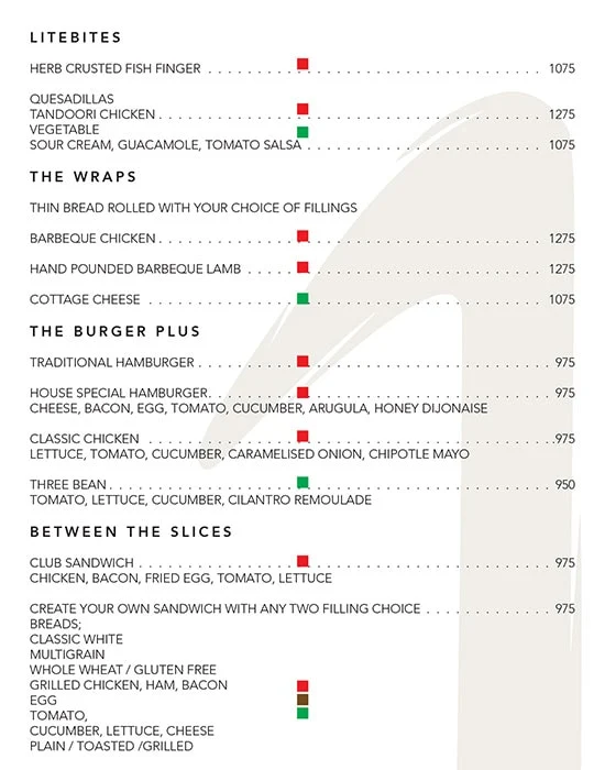 The One - Le Meridien menu 