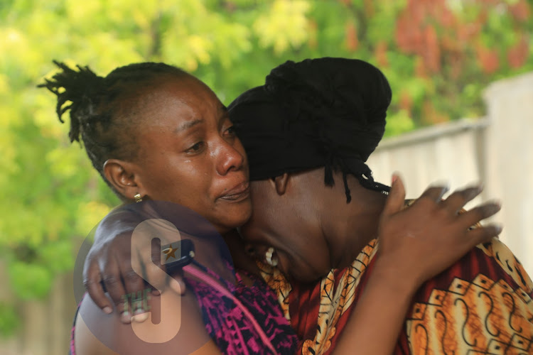 A Relative looking for her missing loved ones believed to be followers of Controversial pastor Paul Mackenzie breaks down into tears upon arriving at the tracing centre where bodies of those people exhumed are lying at the mortuary.