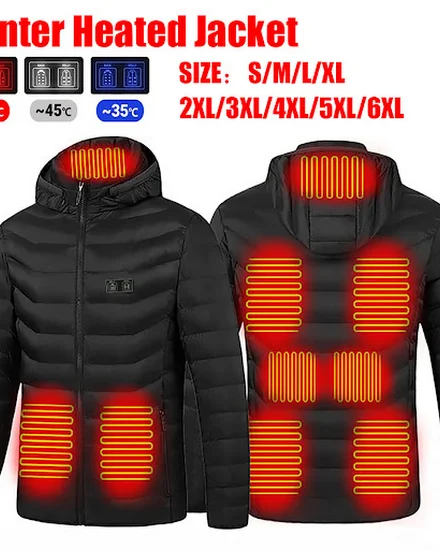 11 Areas Heated Jacket USB Men's Women's Winter Outdoor E... - 0