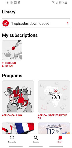 Screenshot RFI Pure Radio - Podcasts