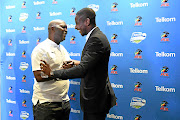 Mamelodi Sundowns  coach Pitso Mosimane and Orlando Pirates caretaker coach Rulani Mokwena. 