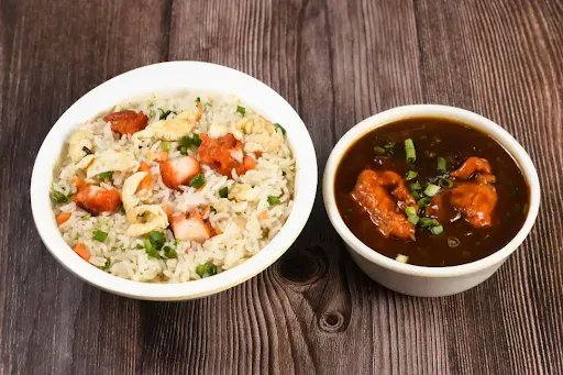 Egg Chicken Fried Rice And Chilli Chicken [2 Pieces]