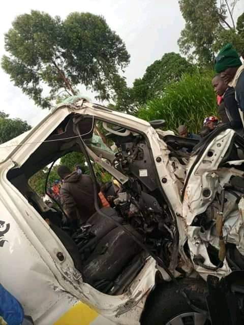 The wreckage of a matatu that was involved in a road accident in Kadongo, Kabondo Kasipul constituency, on October 13, 2020