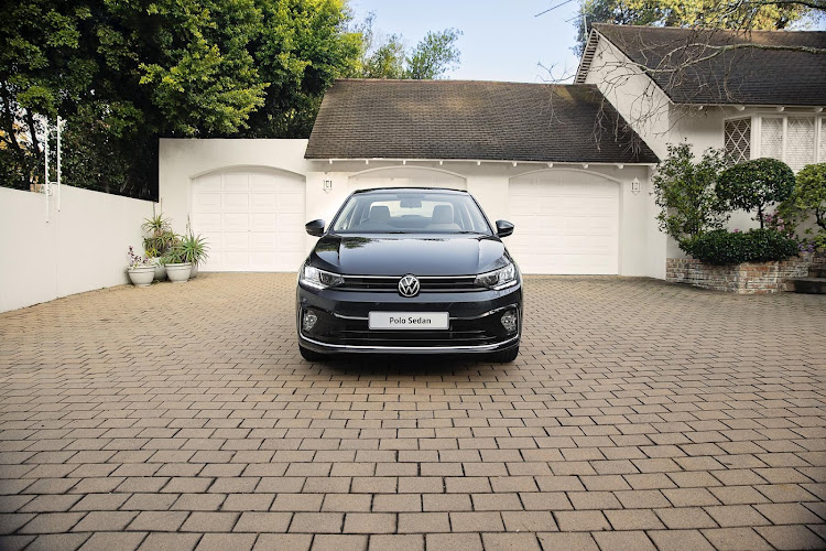 Chrome front grille gives the Polo sedan a distinctive face.