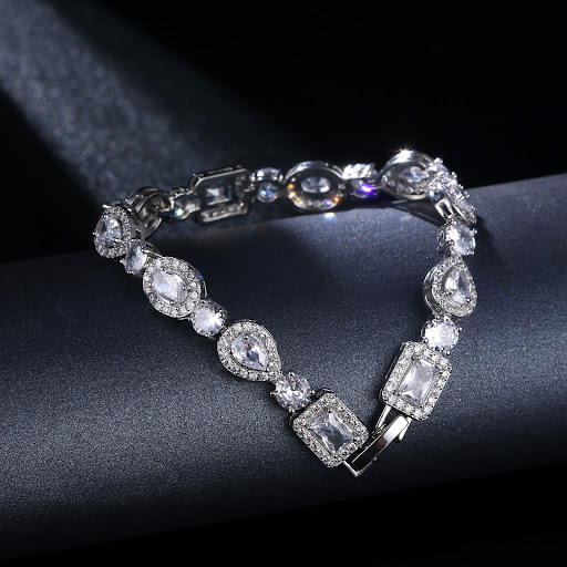 Title 2, Water Drop Multi-shape Horse Eye Zircon Bracele...