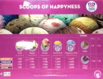 Baskin Robbins menu 