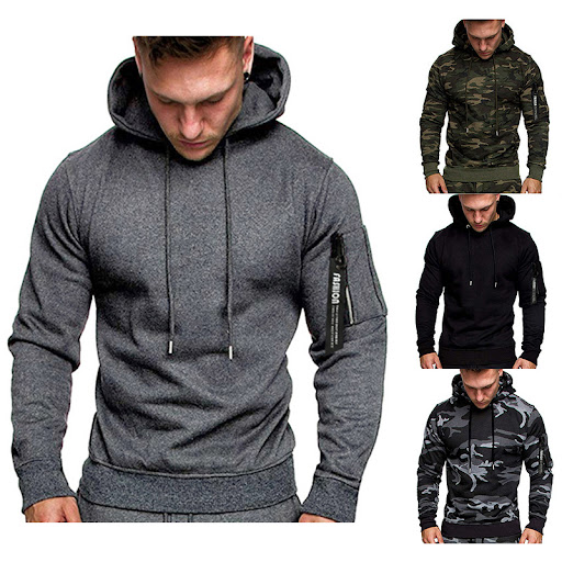 Title 6, New Camouflage Printed Solid Color Arm Zipper H...
