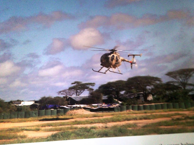 KDF helicopter patrols around one of the operations base