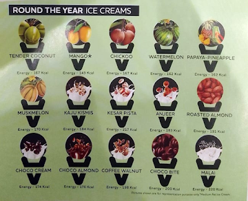 Natural Ice Cream menu 