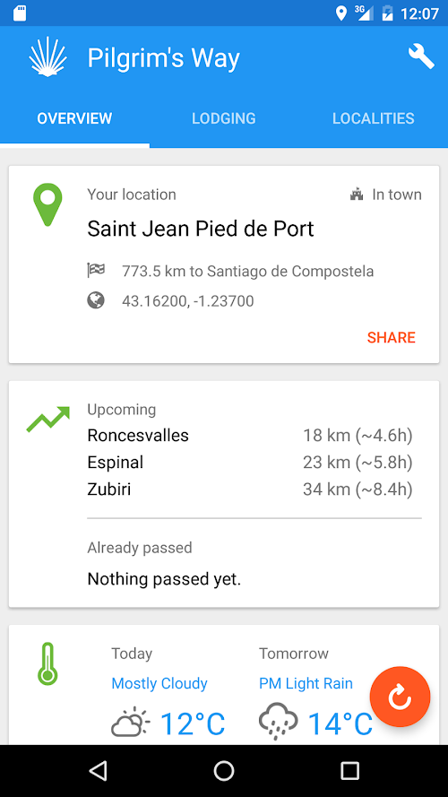 Android application Pilgrims Way screenshort