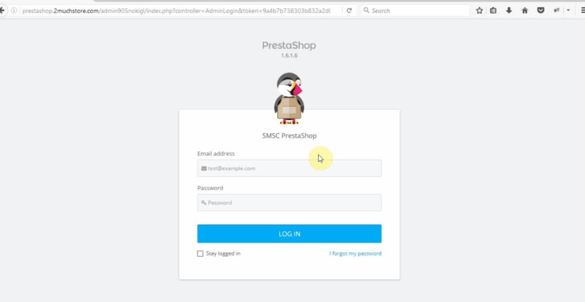 Prestashop Login Page