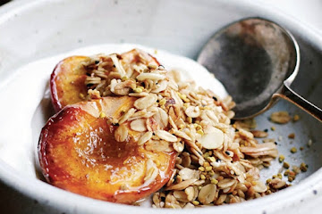 Roast Peaches with Easy Granola