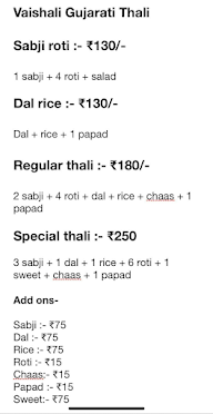 Vaishali Gujarati Thali menu 1