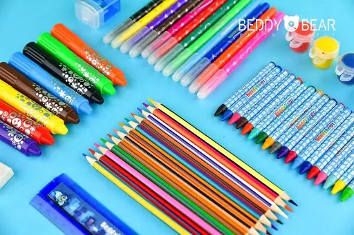 Bộ Sáp - Bút chì màu 86 món dành cho bé từ 3 tuổi trở lên BEDDYBEAR (Cá voi)