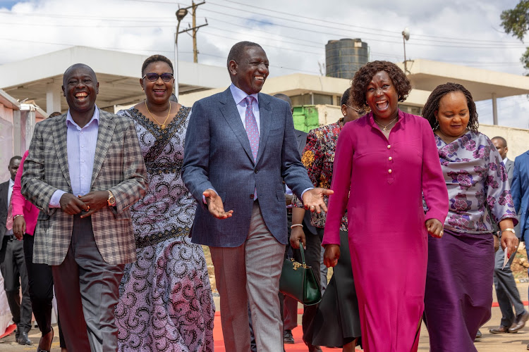 President William Ruto and Deputy President Rigathi Gachagua arrive in Embu for the International Women's Day celebrations on March 8, 2024.