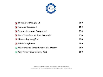 The Blu Cafe Lounge menu 