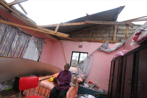 Portia Mbangi, 70 had her six roomed-hous damaged by the tornado. Picture:LULAMILE FENI