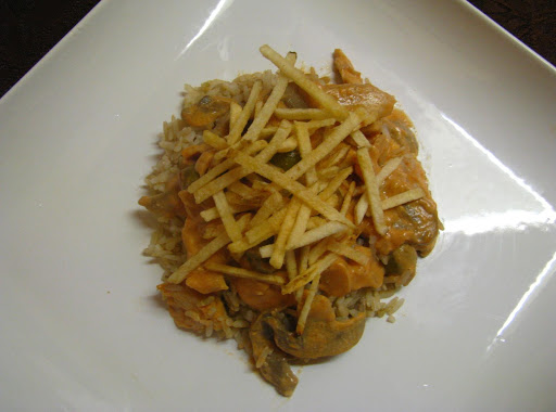 Brazilian Strogonoff Topped with Potato Sticks