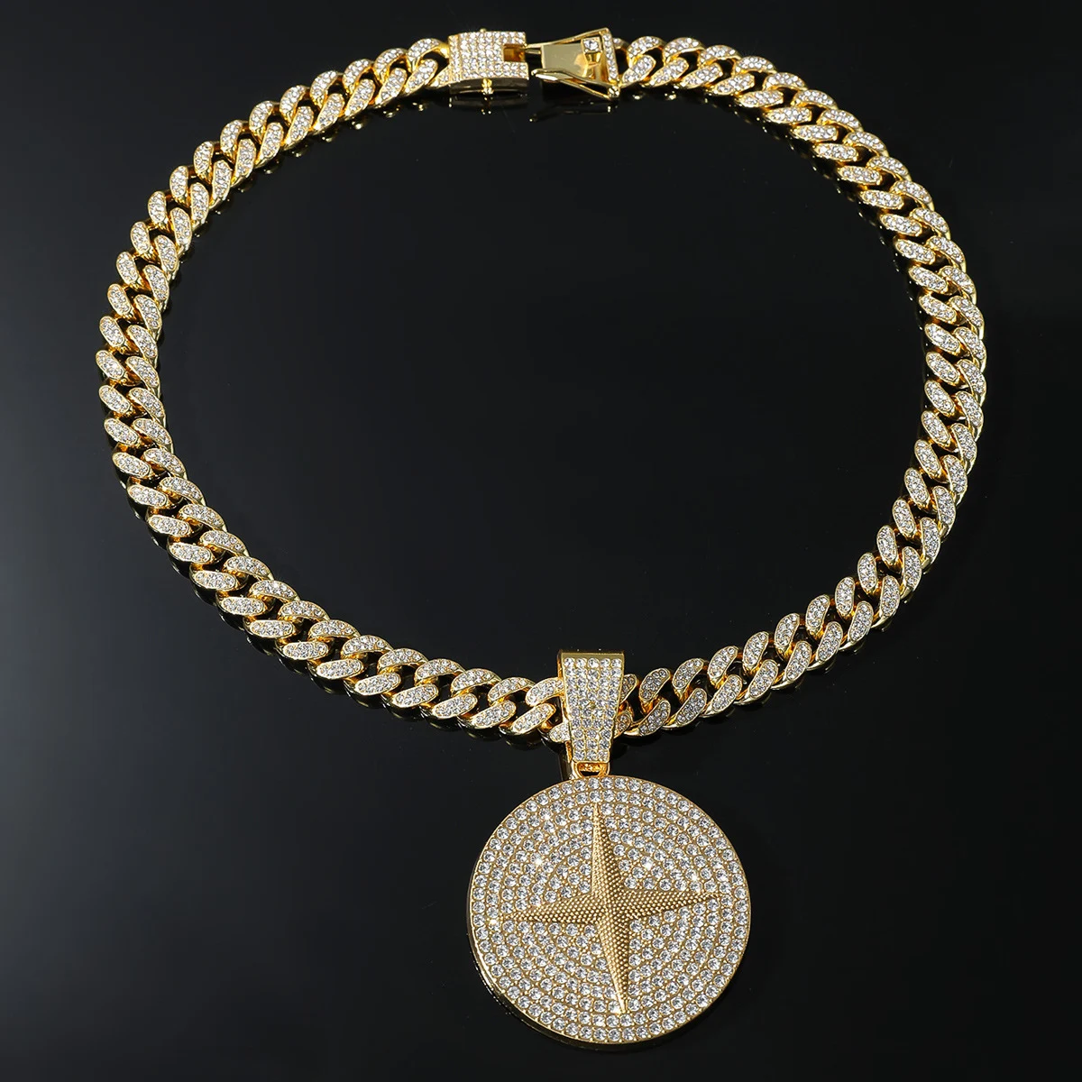 Title 5, Alloy Cross Star Pendant Hip Hop Cuban Link Cha...