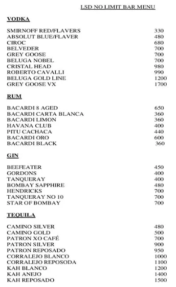 LSD No Limits menu 