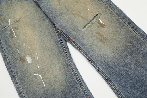 Title 6, Yellow Mud Dyed Ripped Jeans For Men