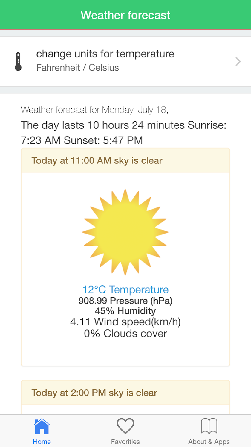 South Africa weather Screen 3